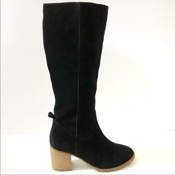 NEW Blondo Leather Suede Tall stacked Heel Boot Black 8.5 - Picture 16 of 16